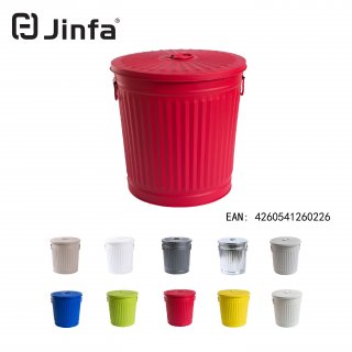 Jinfa | Poubelle en mtal galvanis avec poignes et couvercle | Rouge | Diamtre  29 cm - Hauteur 31,5 cm | Capacit: 18 litres