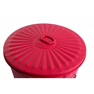 Jinfa | Cubo de basura de metal galvanizado con asas y tapa | Rojo | Di�metro � 36 cm - Altura 36,5 cm | Capacidad: 35 litros