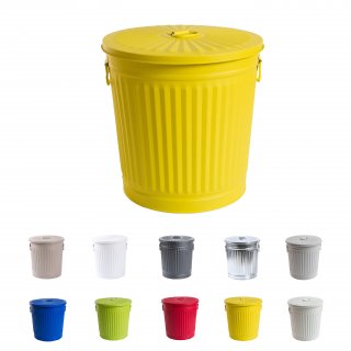 Jinfa | Poubelle en mtal galvanis avec poignes et couvercle | Jaune | Diamtre  21,5 cm - Hauteur 21,5 cm | Capacit: 7 litres
