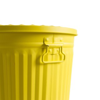 Jinfa | Cubo de basura de metal galvanizado con asas y tapa | Amarillo | Dimetro  29 cm - Altura 31,5 cm | Capacidad: 18 litros