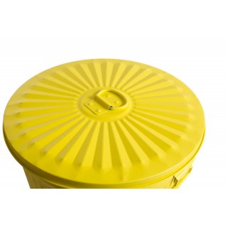 Jinfa | Poubelle en m�tal galvanis� avec poign�es et couvercle | Jaune | Diam�tre � 36 cm - Hauteur 36,5 cm | Capacit�: 35 litres