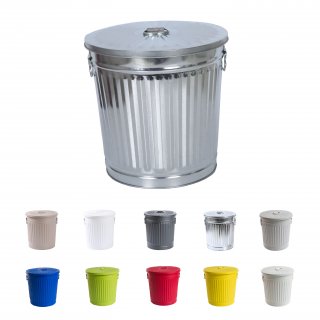 Jinfa | Galvanized metal trash bin with handles and lid | Zinc | Diameter Ø 21,5 cm | Height 21,5 cm | Volume: 7 litres