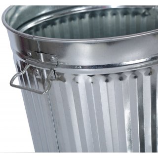 Jinfa | Cubo de basura de metal galvanizado con asas y tapa | Zinc | Dimetro  29 cm - Altura 31,5 cm | Capacidad: 18 litros