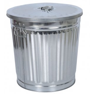 Jinfa | Galvanized metal trash bin with handles and lid | Zinc | Diameter  42 cm | Height 47,5 cm | Volume: 62 litres