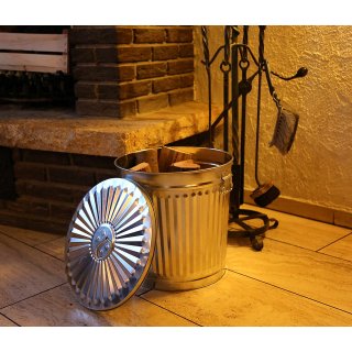 Jinfa Mlleimer Vintage Metall Deckeleimer Mlltonne mit Tragegriffen Ascheeimer Wschebehlter Zink  42 cm, Hhe 47,5 cm, Vol. 62 Liter