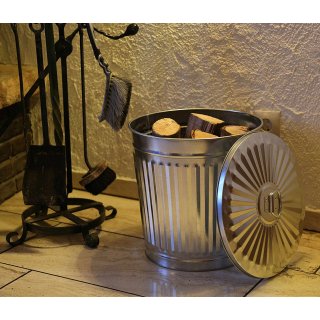 Jinfa Mlleimer Vintage Metall Deckeleimer Mlltonne mit Tragegriffen Ascheeimer Wschebehlter Zink  42 cm, Hhe 47,5 cm, Vol. 62 Liter
