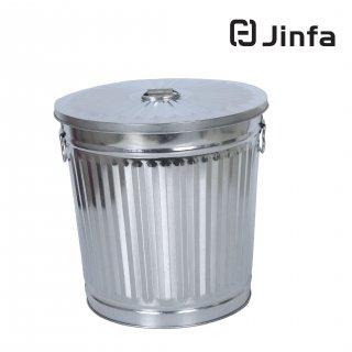 Jinfa® Bidoni in metallo con coperchio e maniglie in stile vintage | Colore: Zinco | 4 differenti grandezze disponibili 