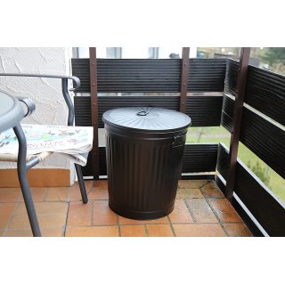 Jinfa | Galvanized metal trash bin with handles and lid | Black | Diameter  21,5 cm | Height 21,5 cm | Volume: 7 litres