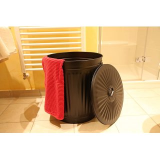 Jinfa | Galvanized metal trash bin with handles and lid | Black | Diameter  29 cm | Height 31,5 cm | Volume: 18 litres