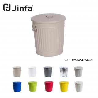Jinfa | Piccolo in metallo con manici e coperchio | Beige |  21,5 cm, h 21,5 cm | Capienza 7 litri