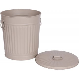 Jinfa® Mülleimer Vintage Metall Deckeleimer Mülltonne mit Tragegriffen Ascheeimer Wäschebehälter Beige 4 verschiedenen Größen