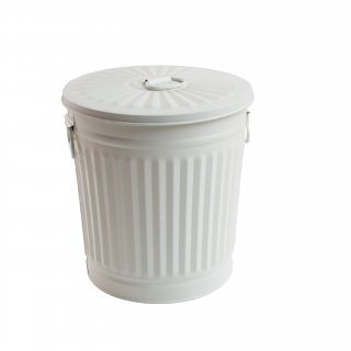Jinfa | Poubelle en mtal galvanis avec poignes et couvercle | Blanc Crme | Diamtre  29 cm - Hauteur 31,5 cm | Capacit: 18 litres