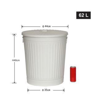 Jinfa | Galvanized metal trash bin with handles and lid | Zinc | Diameter  42 cm | Height 47,5 cm | Volume: 62 litres