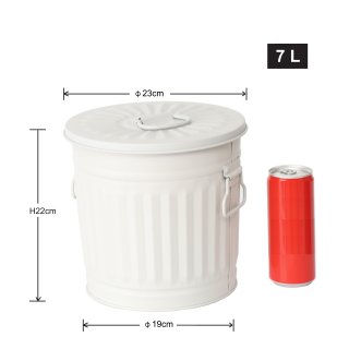 Jinfa | Galvanized metal trash bin with handles and lid | Grey | Diameter � 21,5 cm | Height 21,5 cm | Volume: 7 litres