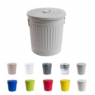 Jinfa� | Piccolo bidone in metallo con manici e coperchio | Grigio | � 21,5 cm, h 21,5 cm | Capienza 7 litri