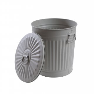 Jinfa | Galvanized metal trash bin with handles and lid | Grey | Diameter  29 cm | Height 31,5 cm | Volume: 18 litres