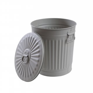 Jinfa | Cubo de basura de metal galvanizado con asas y tapa | Gris | Dimetro  42 cm - Altura 47,5 cm | Capacidad: 62 litros