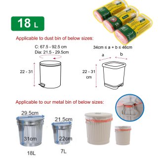 Jinfa 50 Müllbeutel mit Zugband | Transparent | 49x58 cm | Für Jinfa Metalltonne 18 L