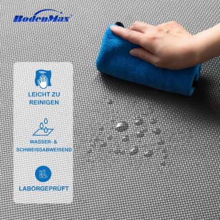 BodenMax Set Sportmatten + Antirutsch Pads | Fitnessmatte Poolunterlage Schutzmatte fr Fitnessraum extra dick [20% mehr Schutz] 58x58x1,2cm | schwarz und grau | 4, 12, 24, 36 Teile