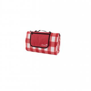 eGenuss Picknickdecke 200x200 cm wasserdicht isolierend abwaschbar faltbar kleines Packmaß | Picknick Strandmatte mit Reißverschlusstasche, Griff und Schulterrieme | Rot