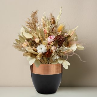 Jinfa  Keramik Übertopf Blumentopf Ton Vase für den Innenbereich | Mattschwarz mit goldenem Finish | Durchmesser 13,5 cm x h 13 cm
