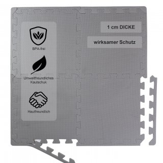 BodenMax Sportmatte rutschfest Pool Unterlegmatte Bodenschutz | 30x30x1cm Grau | 36 Stck
