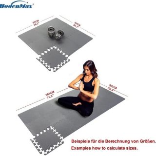 BodenMax Sportmatte rutschfest Pool Unterlegmatte Bodenschutz | 30x30x1cm Grau | 36 Stck
