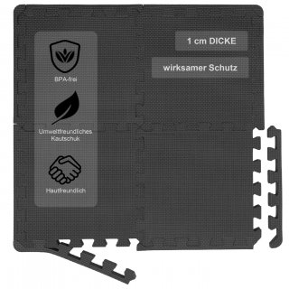 BodenMax Sportmatte rutschfest Pool Unterlegmatte Bodenschutz | 30x30x1cm Schwarz | 54 Stck