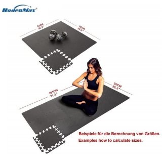 BodenMax Sportmatte rutschfest Pool Unterlegmatte Bodenschutz | 30x30x1cm Schwarz | 54 Stck