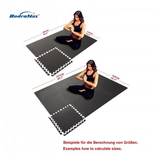BodenMax Sportmatte Bodenschutz fitness sport mat rutschfest Pool Unterlegmatte Bodenschutz Baby Puzzle | 58x58x1 cm schwarz | 48 Stck