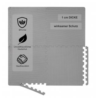 BodenMax Sportmatte Fitnessraum EVA Gymnastikmatte rutschfest Pool Unterlegmatte Bodenschutz dick | 58x58x1 cm grau | 24 St�ck