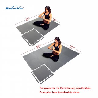 BodenMax Sportmatte Fitnessraum EVA Gymnastikmatte rutschfest Pool Unterlegmatte Bodenschutz dick | 58x58x1 cm grau | 24 St�ck