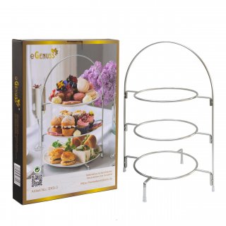 eGenuss Serviergestell fr 3 Teller | 3-stckige Etagere aus hochwertigem Edelstahl mit rutschfesten Gummifen