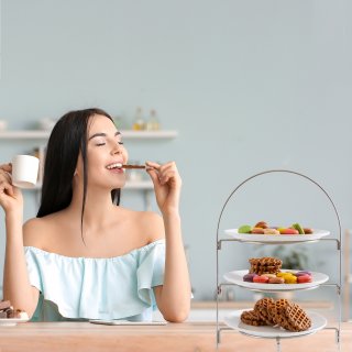 eGenuss Serviergestell fr 3 Teller | 3-stckige Etagere aus hochwertigem Edelstahl mit rutschfesten Gummifen