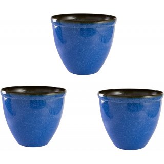 Jinfa Blumenkbel aus Kunststoff in glasierter Keramikoptik | Farbe: Marineblau | Design: Santorini |  39.5 cm x H 33.5 cm | 3 Stck