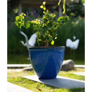 Jinfa Blumenkbel aus Kunststoff in glasierter Keramikoptik | Farbe: Marineblau | Design: Santorini |  39.5 cm x H 33.5 cm | 3 Stck