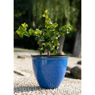 Jinfa Blumenkbel aus Kunststoff in glasierter Keramikoptik | Farbe: Marineblau | Design: Santorini |  39.5 cm x H 33.5 cm | 1 Stck