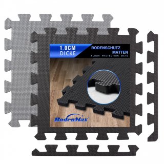 BodenMax® Schutzmatten Set 30x30cm mit 10 mm Stärke-  schwarz grau