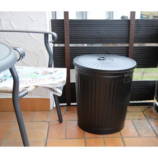 Jinfa 4er-Set Retrodesign Mlleimer mit Griffen und Deckel + 50 Mllbeutel | schwarz | 18L