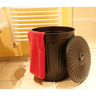 Jinfa 4er-Set Retrodesign Mlleimer mit Griffen und Deckel + 50 Mllbeutel | schwarz | 18L