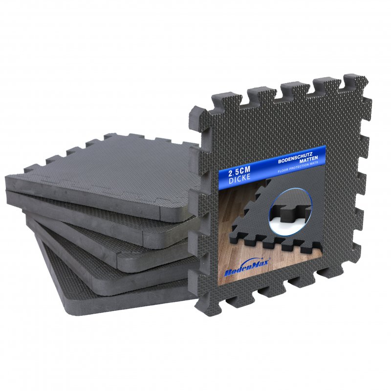 BodenMax® Schutzmatten Set 30x30cm mit 2.5 cm Stärke- schwarz grau