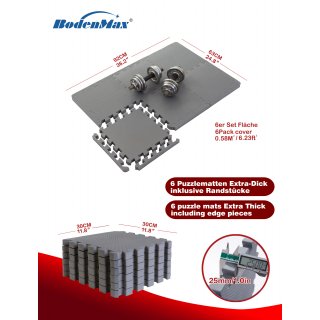 BodenMax® Schutzmatten Set 30x30cm mit 2.5 cm Stärke-  schwarz grau