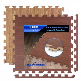 BodenMax Schutzmatten Set 58x58cm mit 1 cm Stärke- Dunkle Holzoptik,Helle Holzoptik