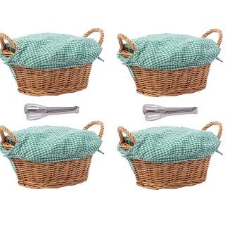 eGenuss 4 l�ndliche dicke Weide Brotk�rbe + 4 herausnehmbare Baumwolleinlagen + 4 atmungsaktive Baumwollkorbabdeckungen + 2 Edelstahlzangen | Gr�neGenuss 4 l�ndliche dicke Weide Brotk�rbe + 4 herausnehmbare Baumwolleinlagen + 4 atmungsaktive Baumwollkorba