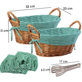 eGenuss 4 l�ndliche dicke Weide Brotk�rbe + 4 herausnehmbare Baumwolleinlagen + 4 atmungsaktive Baumwollkorbabdeckungen + 2 Edelstahlzangen | Gr�neGenuss 4 l�ndliche dicke Weide Brotk�rbe + 4 herausnehmbare Baumwolleinlagen + 4 atmungsaktive Baumwollkorba