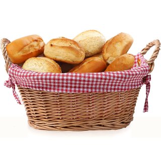 eGenuss 4 l�ndliche dicke Weide Brotk�rbe + 4 herausnehmbare Baumwolleinlagen + 4 atmungsaktive Baumwollkorbabdeckungen + 2 Edelstahlzangen | Rot