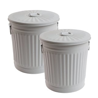 Jinfa 2er-Set Retrodesign Mlleimer mit Griffen und Deckel + 50 Mllbeutel | Grau| 18L