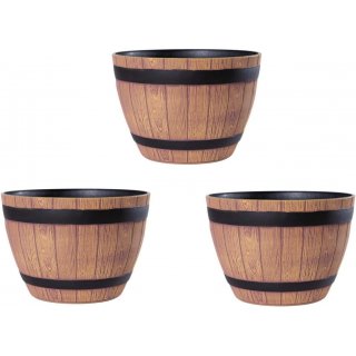 Jinfa 3er-Set Blumenkbel aus Kunststoff in Holzoptik |...