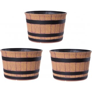 Jinfa 3er-Set Blumenkbel aus Kunststoff in Holzoptik |...