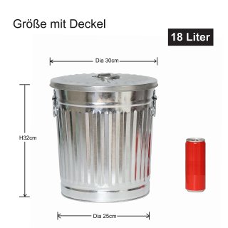 Jinfa 2er-Set Retrodesign Mlleimer mit Griffen und Deckel + 50 Mllbeutel | Zink| 18L